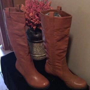 BCBG calf high boots cognac color